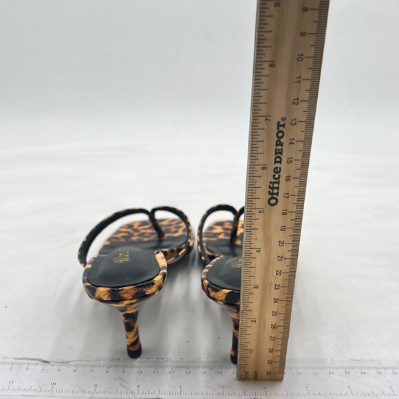 Wansseny Leopard Thong Open Toe Low Heel Flip Flops Slip on Mules Summer Sandals - Picture 5 of 8